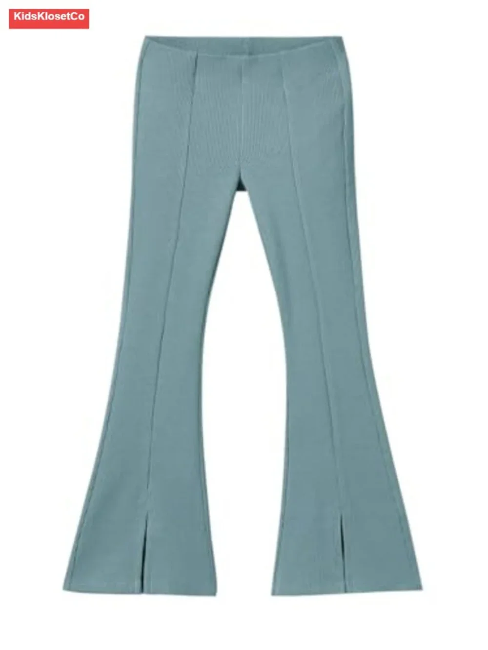 Girls Ribbed Flare Split Bottom Pants Elastic Waist Stretch Casual Long Pants